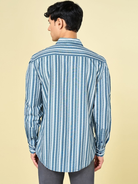 BYFORD by Pantaloons Men Spread Collar Vertical Striped Cotton Slim Fit Casual Shirt - Image 5