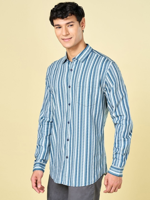 BYFORD by Pantaloons Men Spread Collar Vertical Striped Cotton Slim Fit Casual Shirt - Image 4