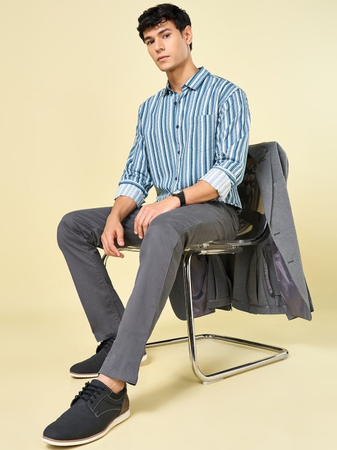 BYFORD by Pantaloons Men Spread Collar Vertical Striped Cotton Slim Fit Casual Shirt - Image 6