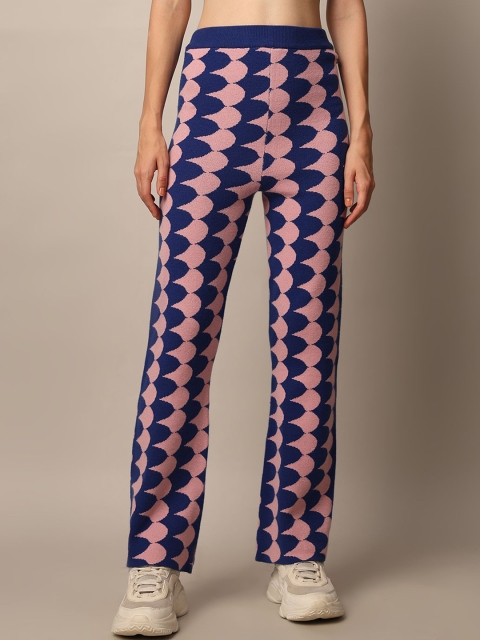 ONLY Women Textured Straight Fit High-Rise Trousers