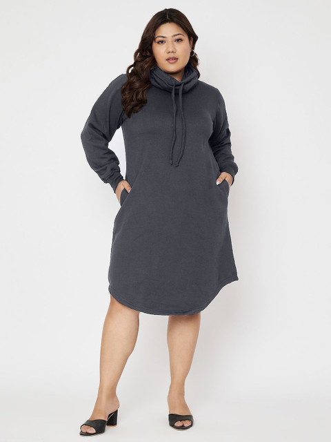 BRINNS Plus Size Cowl Neck Cuffed Sleeves Jumper Dress