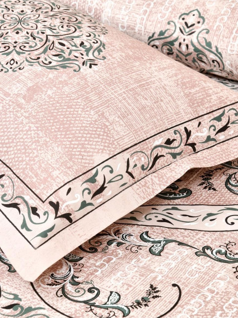 HOME HEAVENS Pink 3 Piece Ethnic Motifs Cotton Double King Superfine Bedding Set - Image 2