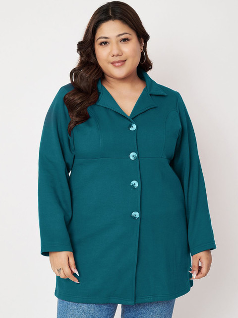 BRINNS Plus Size Notch Lapel Neck Fleece Single Breasted Long Sleeves Overcoat