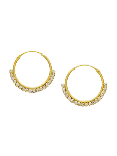 MEMOIR Gold-Plated Contemporary Cubic Zirconia studded Hoop Earrings