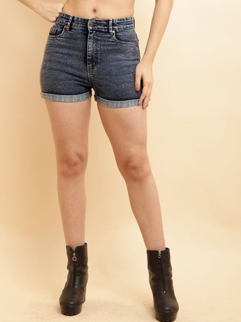 PUELLA Women Washed High-Rise Technology Regular Fit Shorts