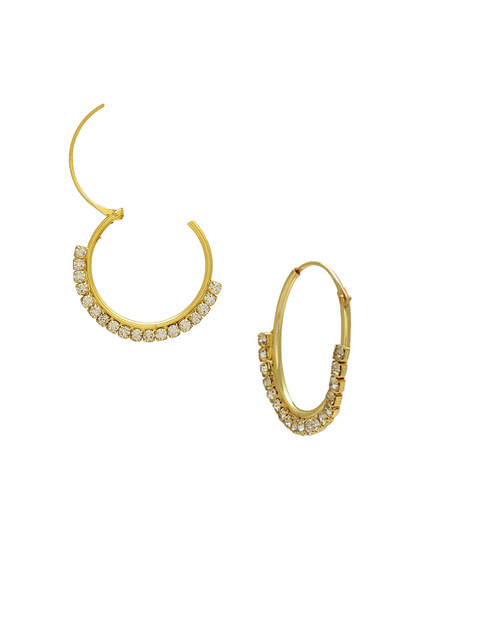 MEMOIR Gold-Plated Contemporary Cubic Zirconia studded Hoop Earrings - Image 2