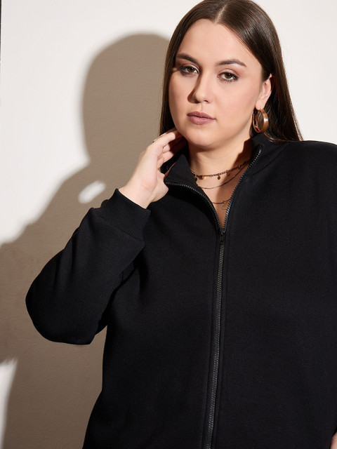 SASSAFRAS Curve Plus Size High Neck Zipper Jacket With Sweatpants - Image 2