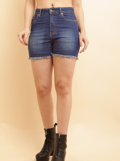 PUELLA Women Cotton Washed High-Rise Denim Hot Pants