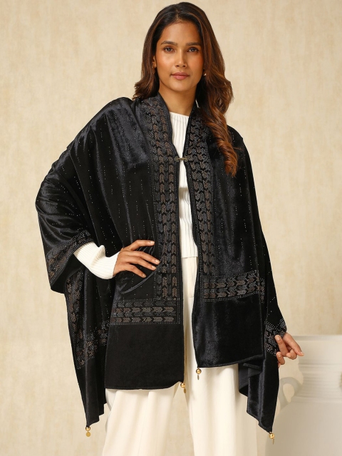 Soch Ethnic Motifs Embroidered Velvet Shawl