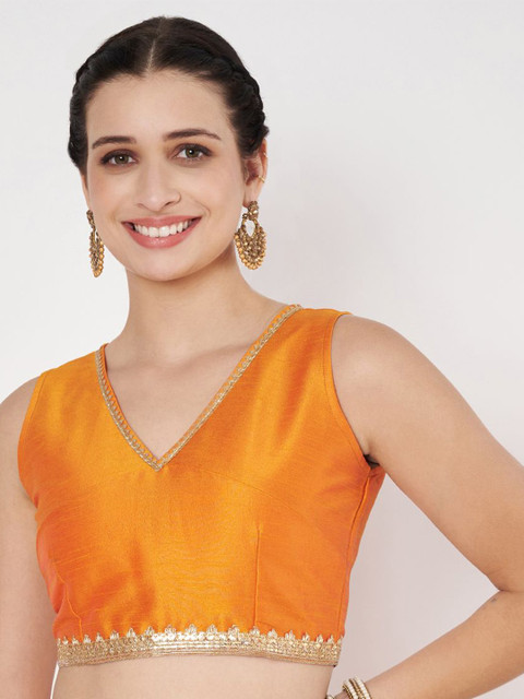 studio rasa Women V-Neck Embellished Sheen Bralette Crop Top