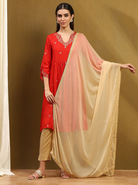 Biba Solid Dupatta With Taping Border