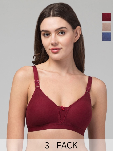 Designer Bugs Women Set of 3 Non Padded Medium Coverage Bra
