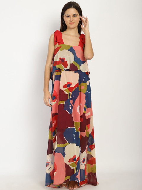 Blissence Floral Printed Georgette Swimwear cover up Set