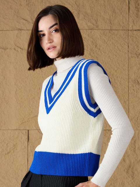 SASSAFRAS Women Ribbed Crop Sweater Vest - Image 3