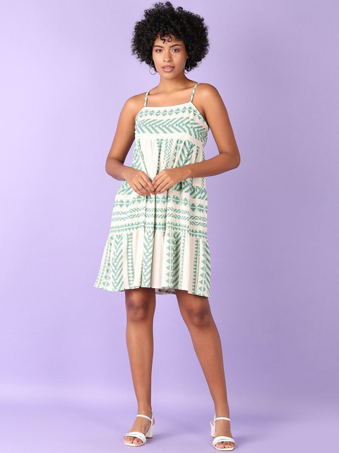 V-Mart Women Abstract Printed Knee Length Sleeveless Dress