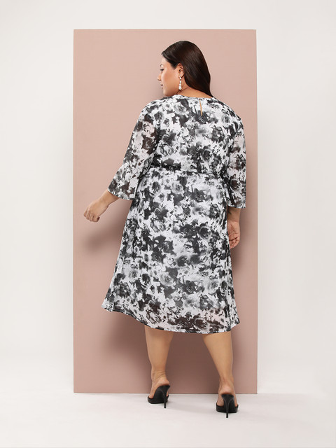 Sztori Plus Size Floral Print A-Line Midi Dress - Image 4
