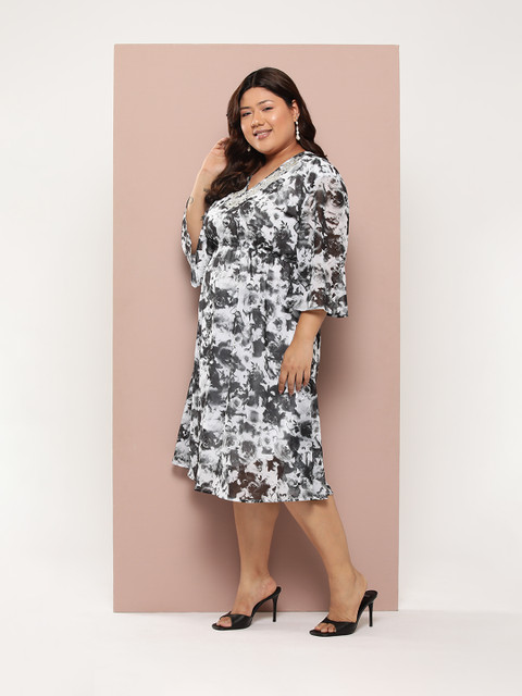 Sztori Plus Size Floral Print A-Line Midi Dress - Image 3