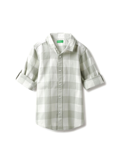 United Colors of Benetton Boys Spread Collar Checked Cotton Casual Shirt