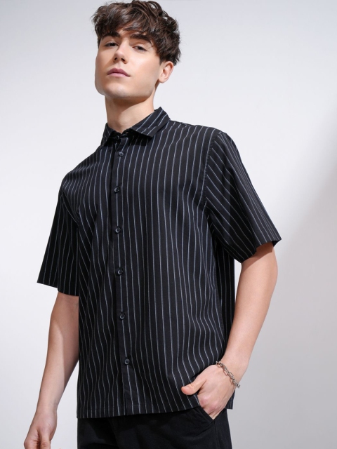 Highlander Men Placement Printed Striped Boxy Shirt - Image 2