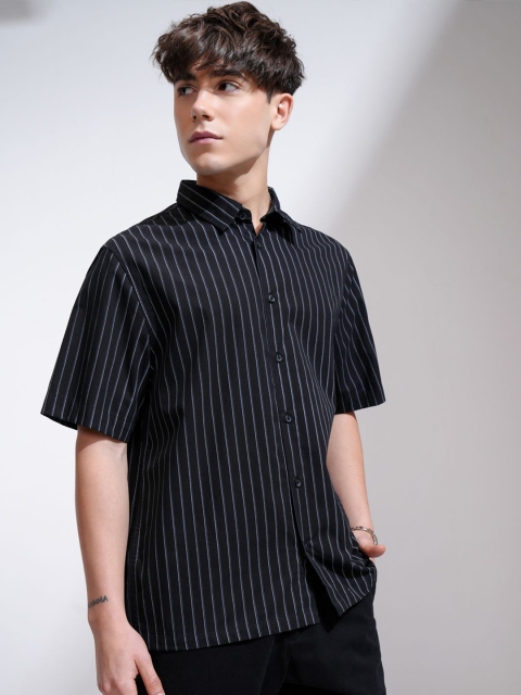 Highlander Men Placement Printed Striped Boxy Shirt - Image 4
