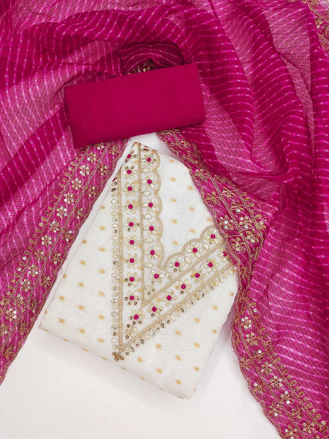 KALINI Embroidered Zari Unstitched Dress Material