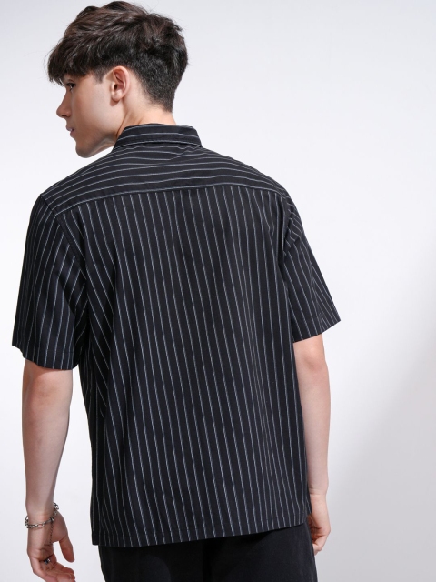 Highlander Men Placement Printed Striped Boxy Shirt - Image 5