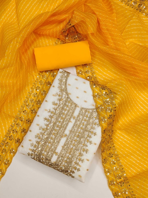 KALINI Embroidered Zari Unstitched Dress Material