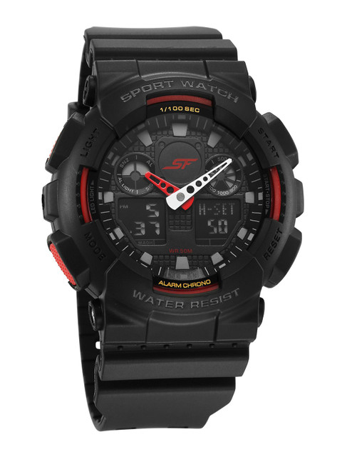 Sf Vigour Quartz Analog Digital With Black Dial Unisex Watch - Nt87058pp02