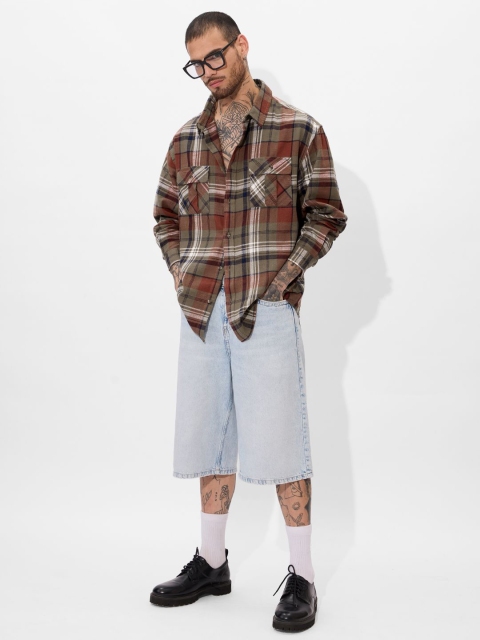 The Souled Store Men Spread Collar Tartan Checked Cotton Casual Shirt - Image 5