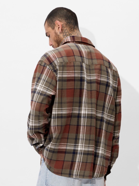 The Souled Store Men Spread Collar Tartan Checked Cotton Casual Shirt - Image 4