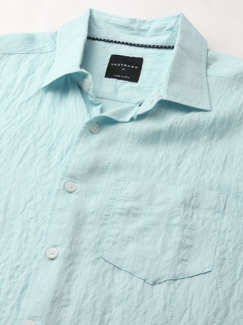 VASTRADO Men Classic Spread Collar Textured Slim Fit Casual Shirt - Image 7