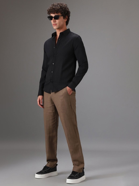 Banana Club Men Textured Classic Slim Fit Casual Shirt - Image 5
