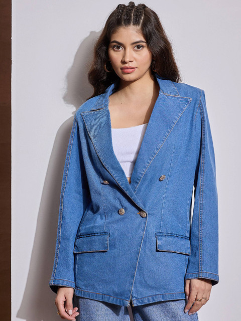 SASSAFRAS Notched Lapel Collar Double-Breasted Blazer