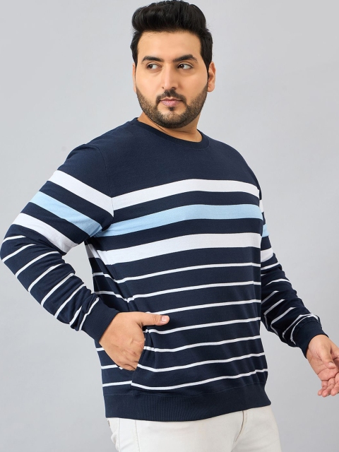 AUSTIVO Men Striped Plus Size Sweatshirt - Image 4