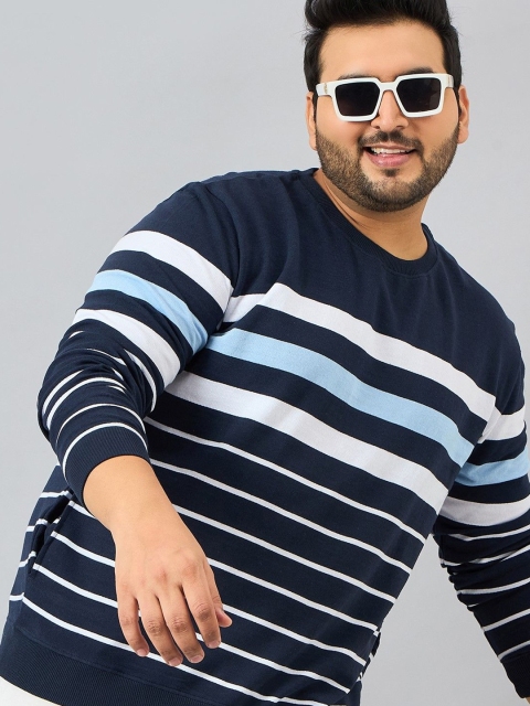 AUSTIVO Men Striped Plus Size Sweatshirt