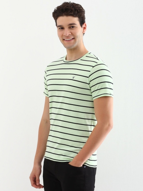 Allen Solly Men Striped Round Neck Cotton Slim Fit T-shirt - Image 3