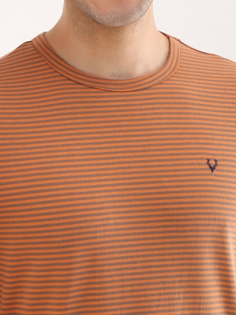 Allen Solly Men Striped Round Neck Cotton Slim Fit T-shirt - Image 2