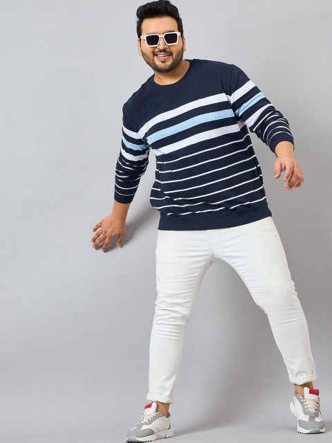 AUSTIVO Men Striped Plus Size Sweatshirt - Image 7