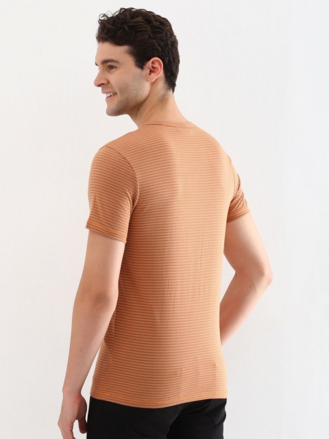Allen Solly Men Striped Round Neck Cotton Slim Fit T-shirt - Image 4