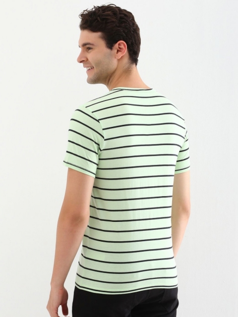Allen Solly Men Striped Round Neck Cotton Slim Fit T-shirt - Image 4