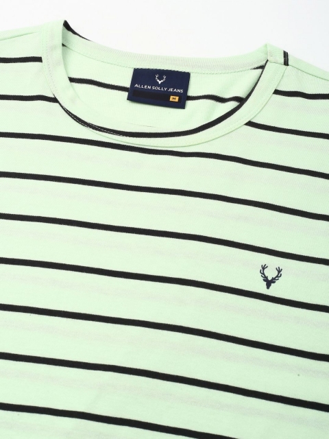 Allen Solly Men Striped Round Neck Cotton Slim Fit T-shirt - Image 6