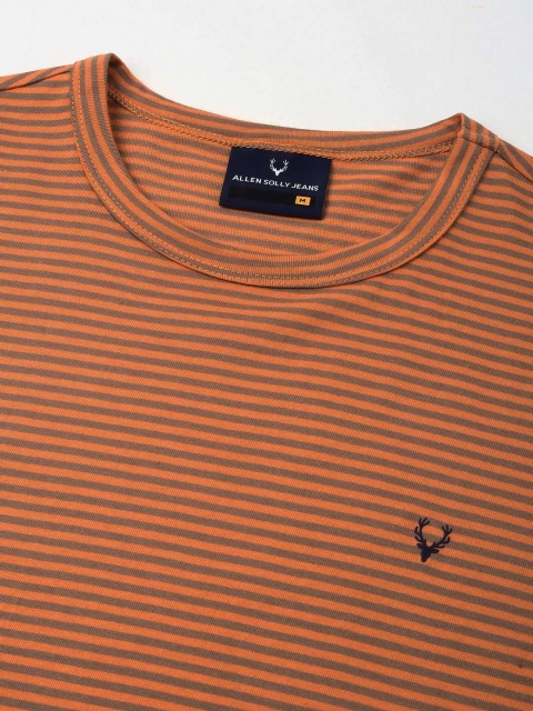 Allen Solly Men Striped Round Neck Cotton Slim Fit T-shirt - Image 6