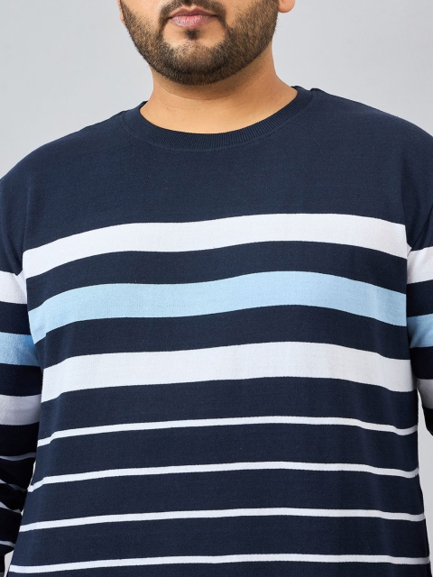 AUSTIVO Men Striped Plus Size Sweatshirt - Image 3