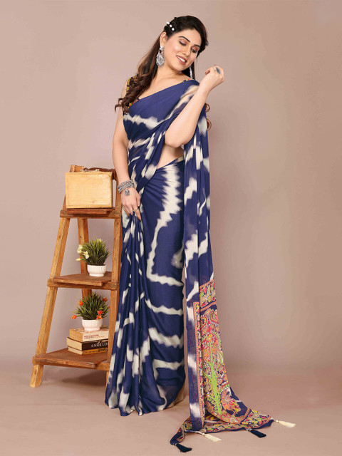 KALINI FASHION Printed Leheriya Saree With Blouse Piece