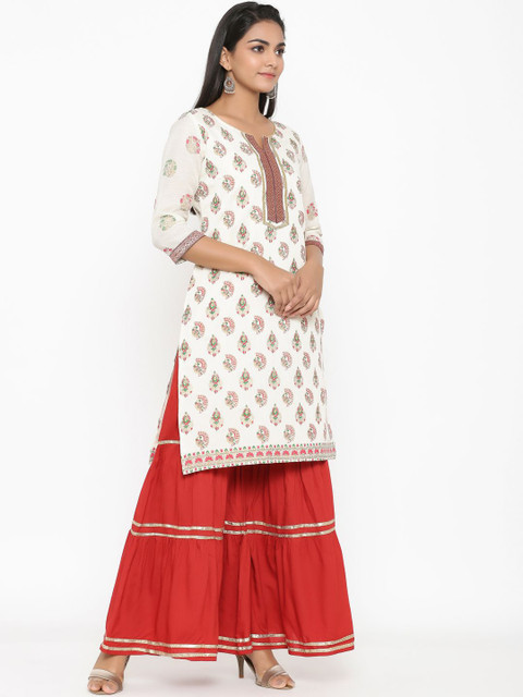 Anouk Ethnic Motifs Printed Regular Straight Kurta with Sharara - Image 5
