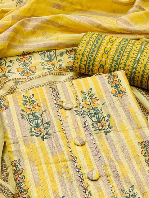 Peachmode Floral Printed Gotta Patti Pure Cotton Unstitched Dress Material - Image 2