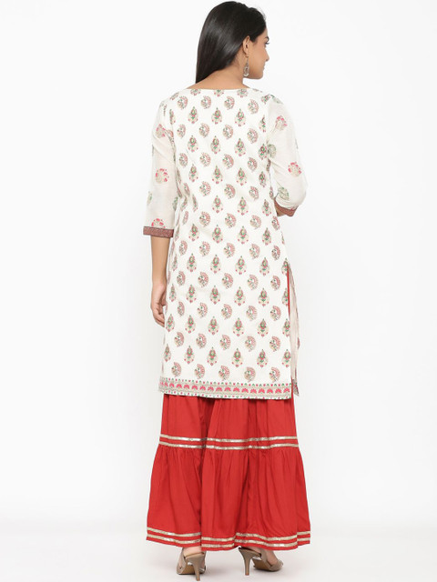 Anouk Ethnic Motifs Printed Regular Straight Kurta with Sharara - Image 4