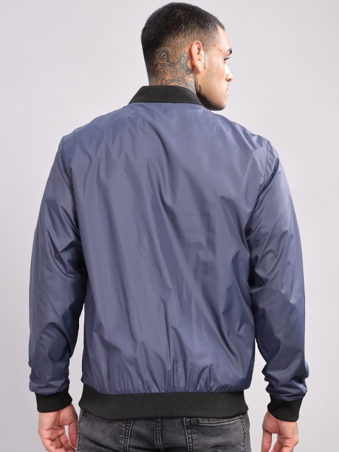ADRO Men Stand Collar Solid Casual Bomber Jacket - Image 5