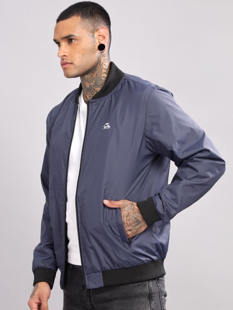 ADRO Men Stand Collar Solid Casual Bomber Jacket - Image 3