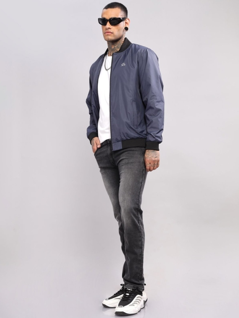 ADRO Men Stand Collar Solid Casual Bomber Jacket - Image 6